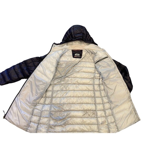 STIO Womens Down Hooded Parka Size XL Navy Puffer Long Warm Ski Outdoor Coat - Picture 7 of 16